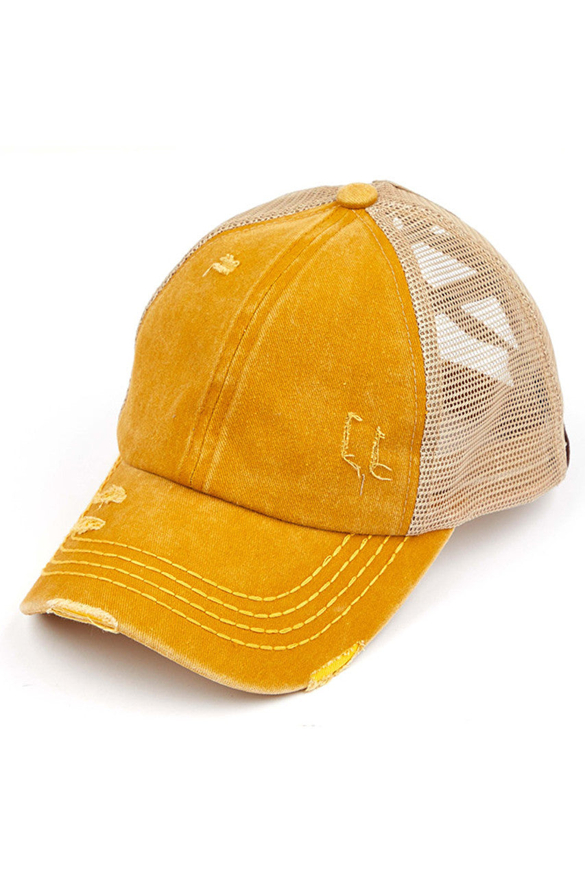Mustard C.C BASEBALL PONYCAP is a stylish and functional cap that combines the classic look of a baseball cap with the convenience of a ponytail holder. Made with high-quality materials and a comfortable fit, this cap is perfect for any outdoor activity. Stay cool and protected with the C.C BASEBALL PONYCAP.