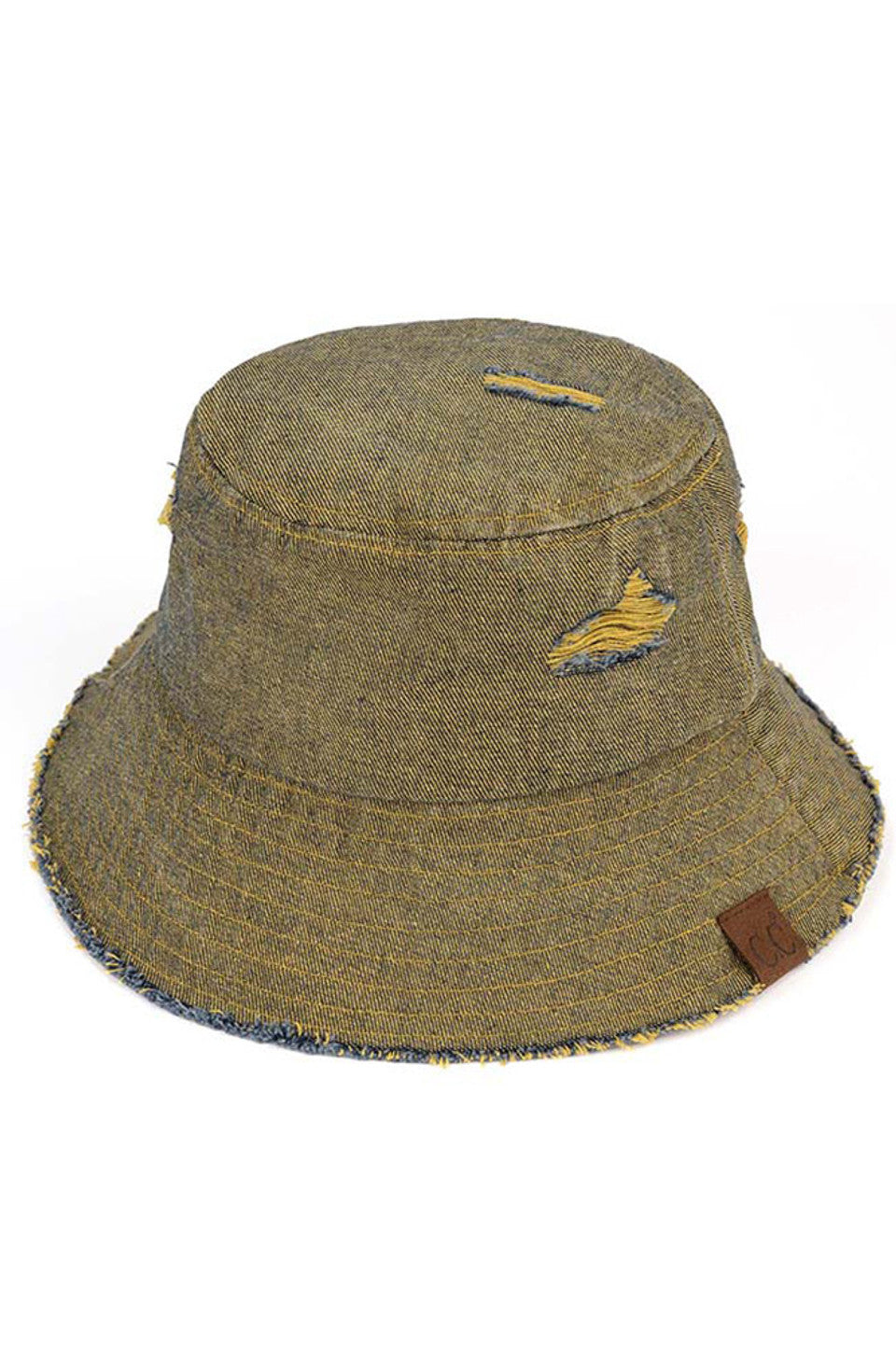 Mustard C.C. Stone Washed Denim Bucket Hat provides sun protection while also adding a stylish touch to any outfit. Made with high-quality stone-washed denim, this hat is durable and comfortable to wear. Perfect for any outdoor activity or for simply running errands, it is a must-have for any fashion-forward individual.