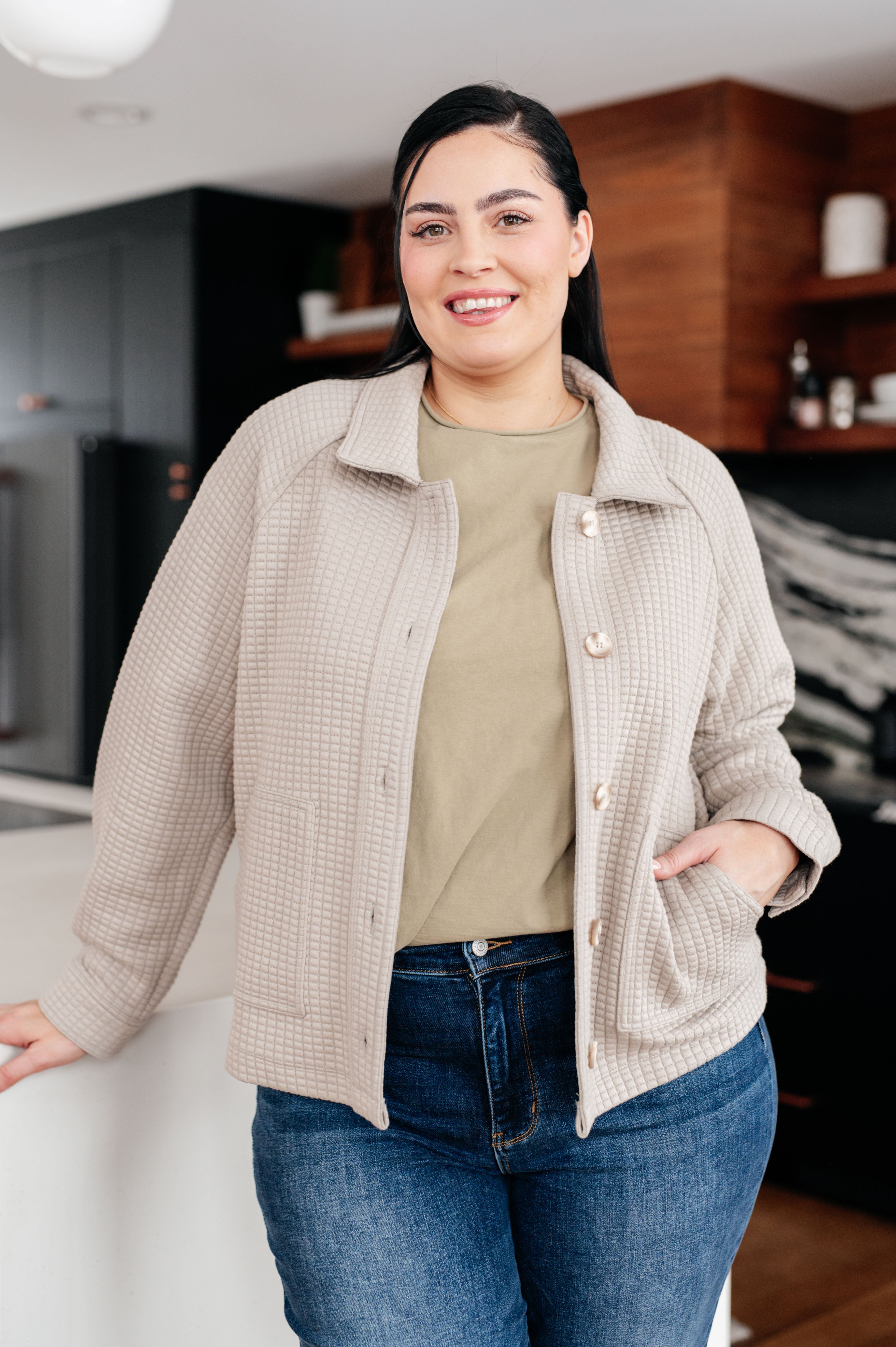My Best Offer Quilted Texture Shacket - Charming Charlie