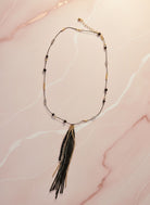 Black & Gold Tassel Bead Necklace - Charming Charlie