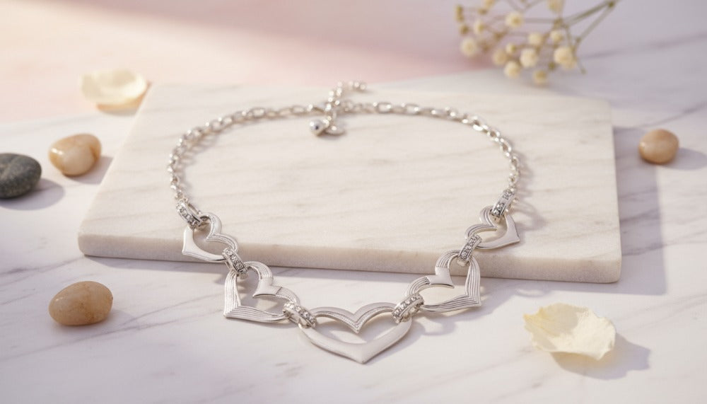 Silver Eternal Hearts Chain Necklace - Charming Charlie