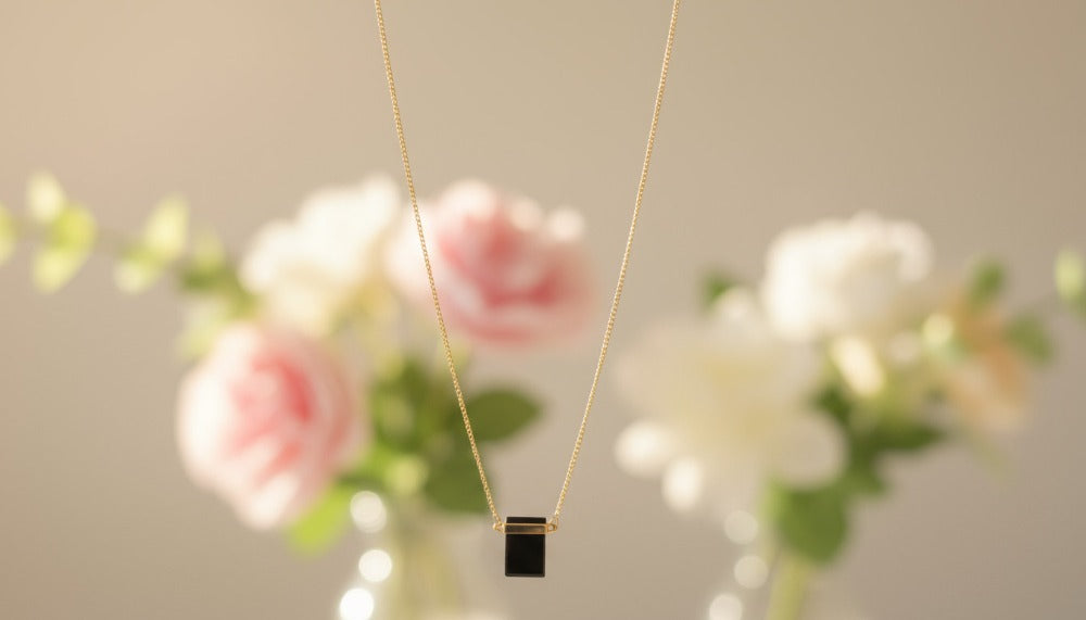 Gold Black Rectangle Pendant Necklace - Charming Charlie