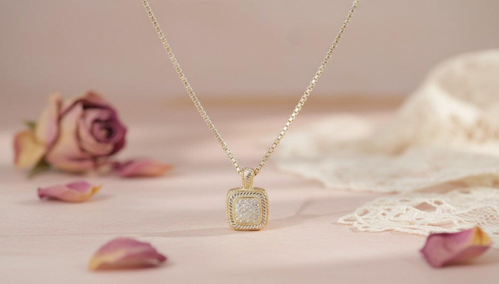 Gold with Diamond Box Chain Necklace - Charming Charlie