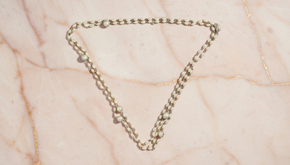 Double Layered Pearl with Silver Accent Necklace - Charming Charlie