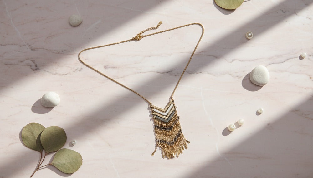 Golden Chevron Tassel Necklace - Charming Charlie