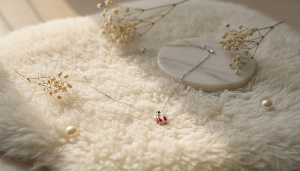 Silver Necklace with a Tiny Red Gift Box Pendant - Charming Charlie