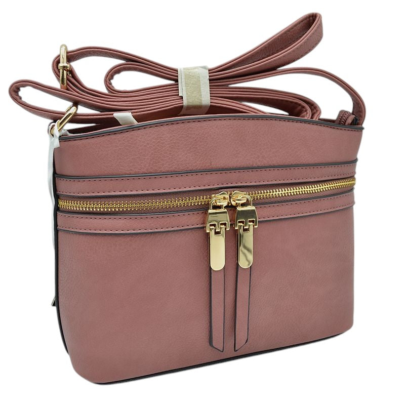 Zipper Detail Women's Crossbody Soft Faux Leather Bag - Charming Charlie