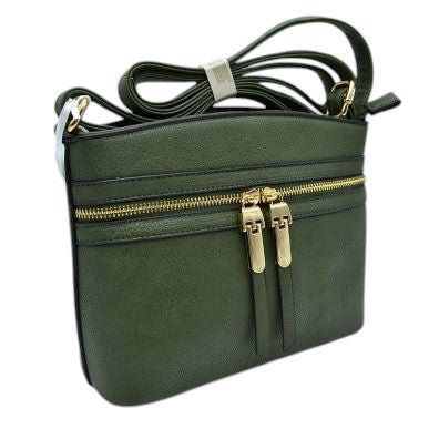 Zipper Detail Women's Crossbody Soft Faux Leather Bag - Charming Charlie