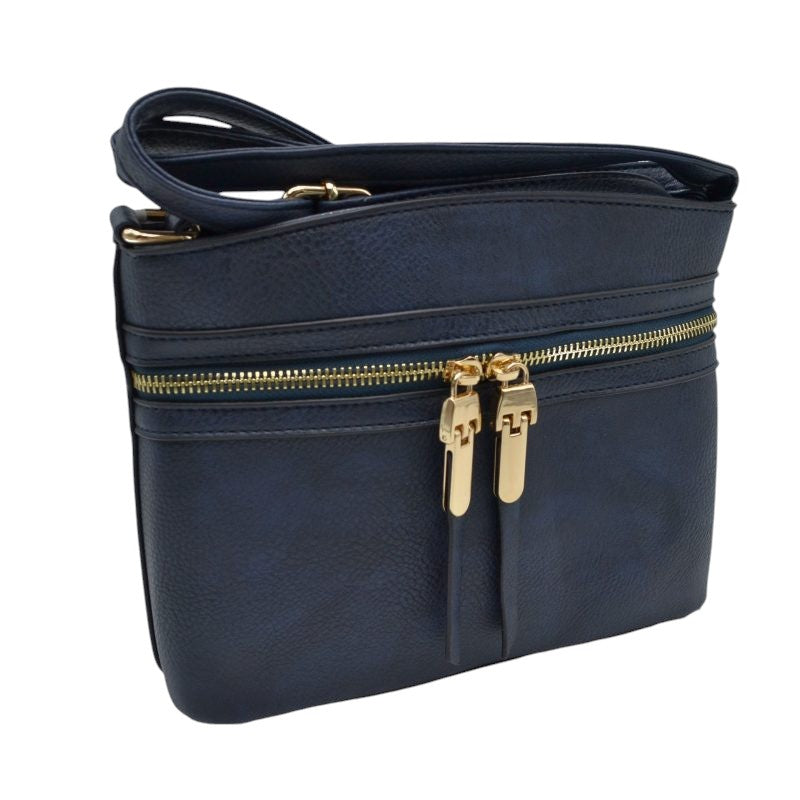 Zipper Detail Women's Crossbody Soft Faux Leather Bag - Charming Charlie