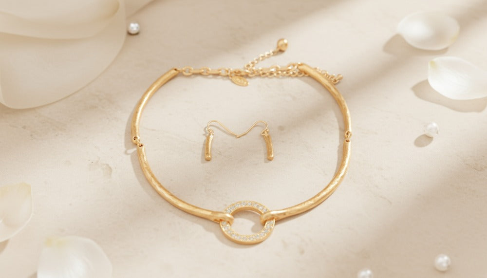 Halo Harmony Rose Gold Set Necklace - Charming Charlie