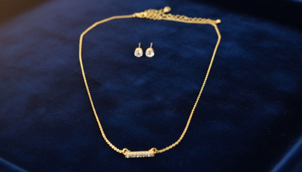 Gold Plated Diamond Set Necklace - Charming Charlie