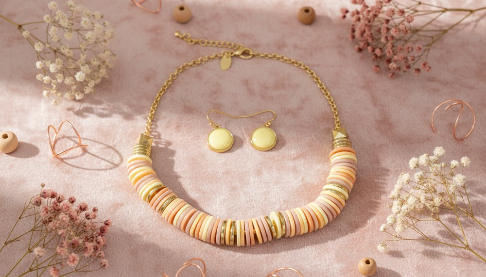 Golden Sunrise Beaded Set Necklace - Charming Charlie