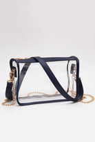 NAvy Clear Rectangle Stadium Concert Crossbody Bag offers a sleek, transparent design ideal for event security compliance. Its rectangular shape provides ample space for essentials while maintaining a compact profile. The adjustable crossbody strap ensures comfortable wear, making it perfect for concerts and stadium visits where quick access and visibility are essential. Durable materials guarantee longevity, combining practicality with modern style for hassle-free outings.
