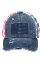 C.C American Flag Mesh Back Trucker Hat Pony Cap is a perfect addition to any patriotic wardrobe. Its mesh back design offers breathability while the American flag print adds a touch of style. Expertly crafted with a pony cap shape, this hat is sure to keep you looking cool and patriotic