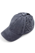 Navy C.C WEAVON BASKET CRISS-CROSS PONYCAP is a stylish and functional accessory for any outfit. Made with high-quality materials, this cap features a unique criss-cross design, providing both style and comfort. Stay protected from the sun while looking your best with this trendy ponycap.