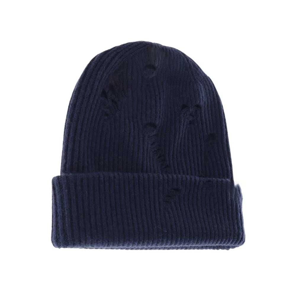 Navy Unisex Distressed C.C. Beanie combines timeless style with everyday comfort. Crafted with a soft, breathable fabric, its distressed finish adds a subtle vintage edge, making it a versatile accessory for any wardrobe. Designed to fit all head sizes comfortably, this beanie provides warmth without sacrificing breathability, ideal for layering in cooler weather or adding a casual touch to your look year-round. 