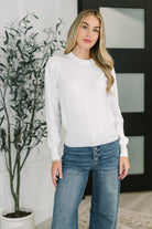 Necessary Closet Space Long Sleeve Top in White - Charming Charlie