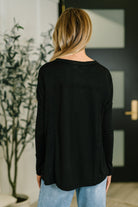 Never Been So Sure Lace Accent Henley Top in Black - Charming Charlie