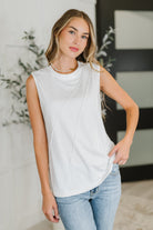 New Normal Pleat Detail Sleeveless Top in White - Charming Charlie