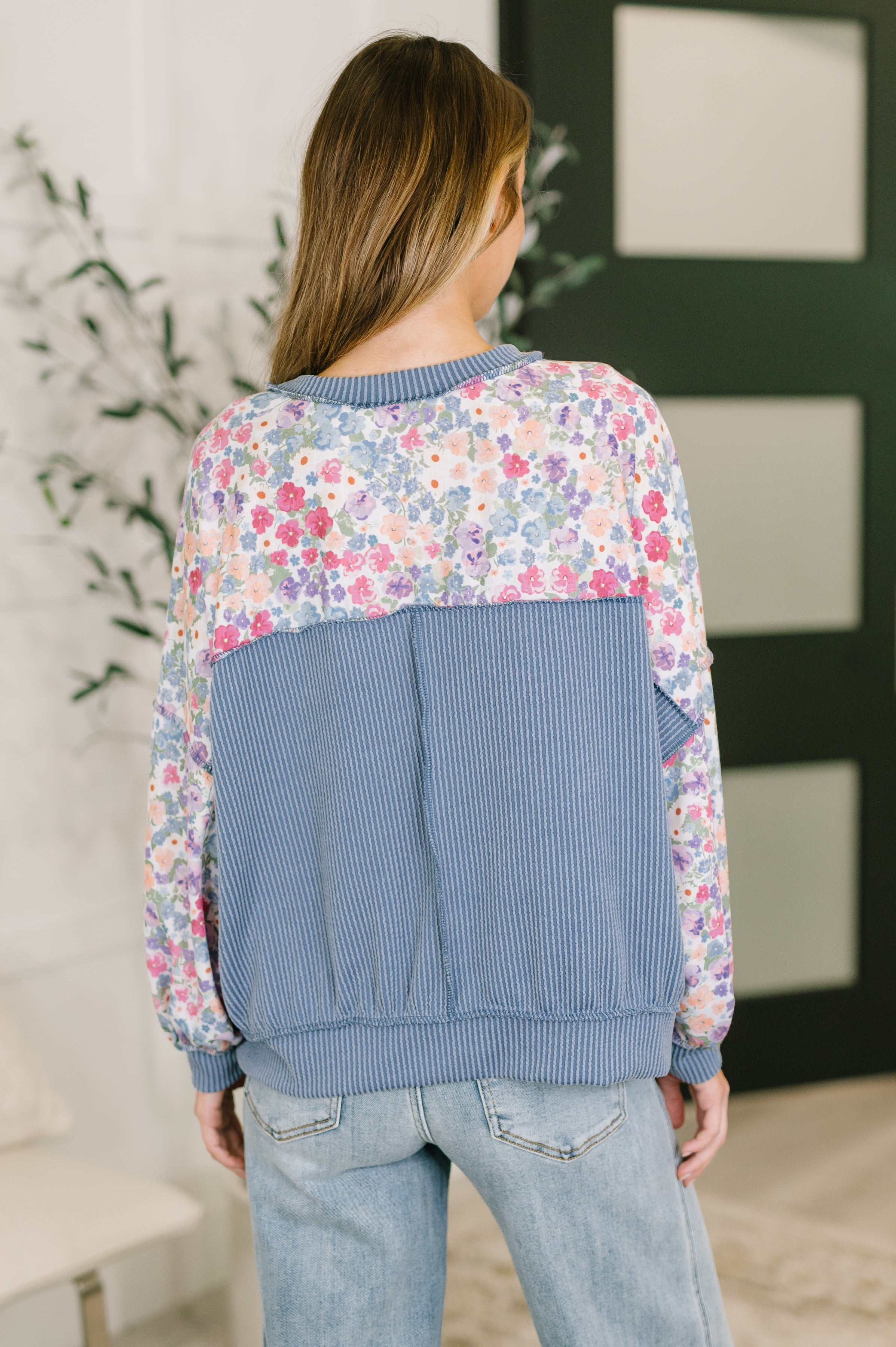 New Opportunities Drop Shoulder Floral Pullover - Charming Charlie