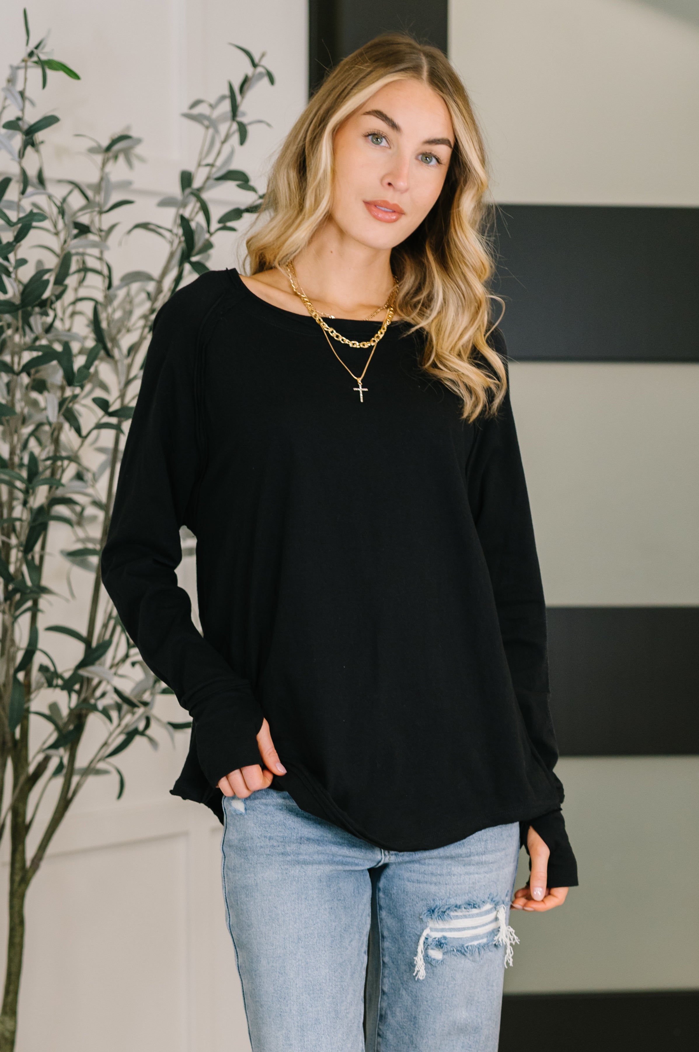 Nice to Each Other Raglan Sleeve Top in Black - Charming Charlie