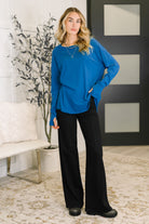 Nice to Each Other Raglan Sleeve Top in Classic Blue - Charming Charlie