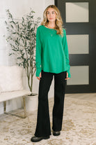 Nice to Each Other Raglan Sleeve Top in Kelly Green - Charming Charlie
