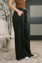 Nights Like This High Waist Palazzo Sweats in Ash Black - Charming Charlie