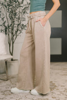 Nights Like This High Waist Palazzo Sweats in Ash Mocha - Charming Charlie