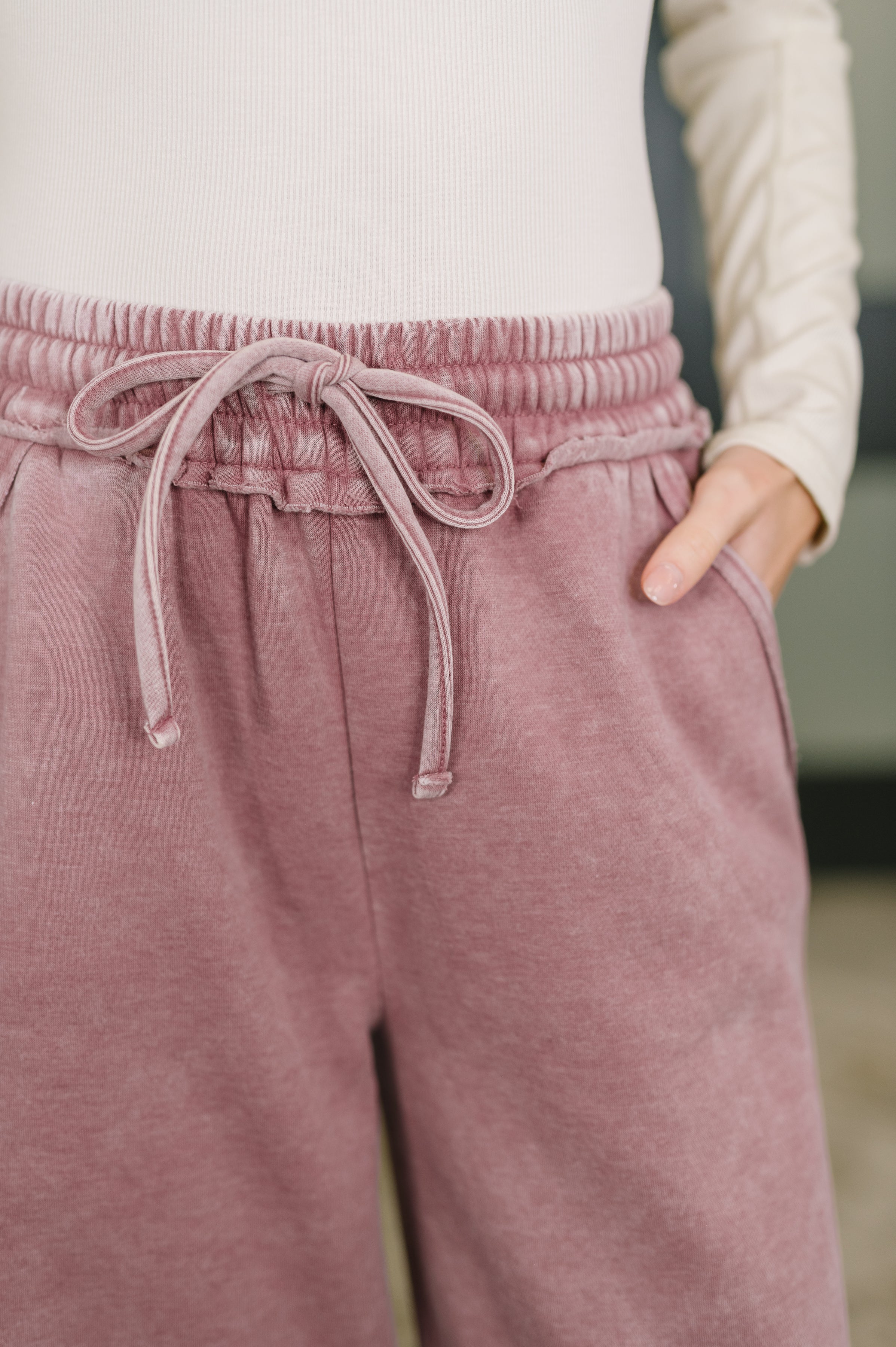 Nights Like This High Waist Palazzo Sweats in Light Rose - Charming Charlie