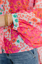 No Hesitation Mixed Print Blouse - Charming Charlie