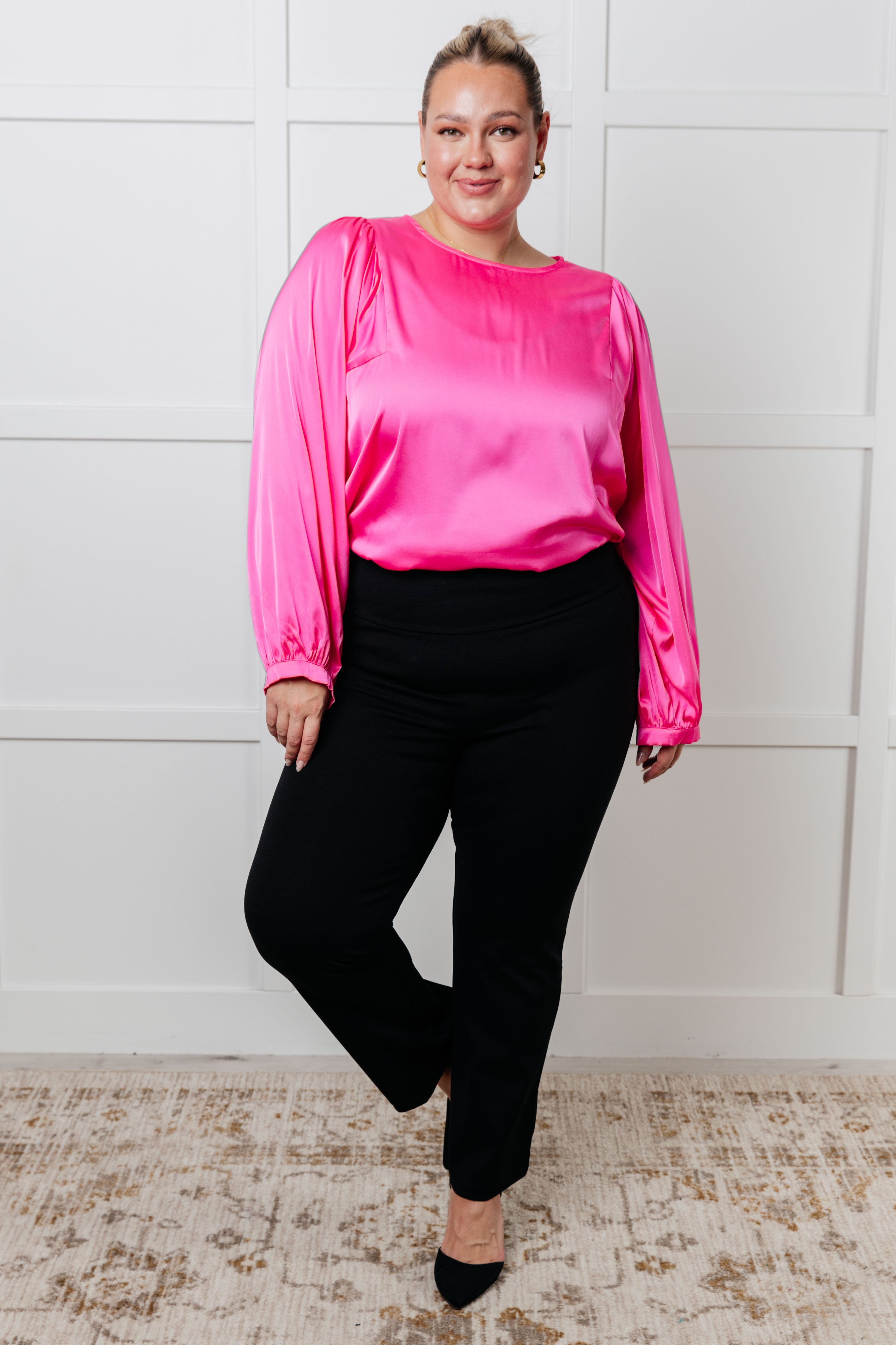 Not Exaggerating Satin Puff Sleeve Blouse - Charming Charlie