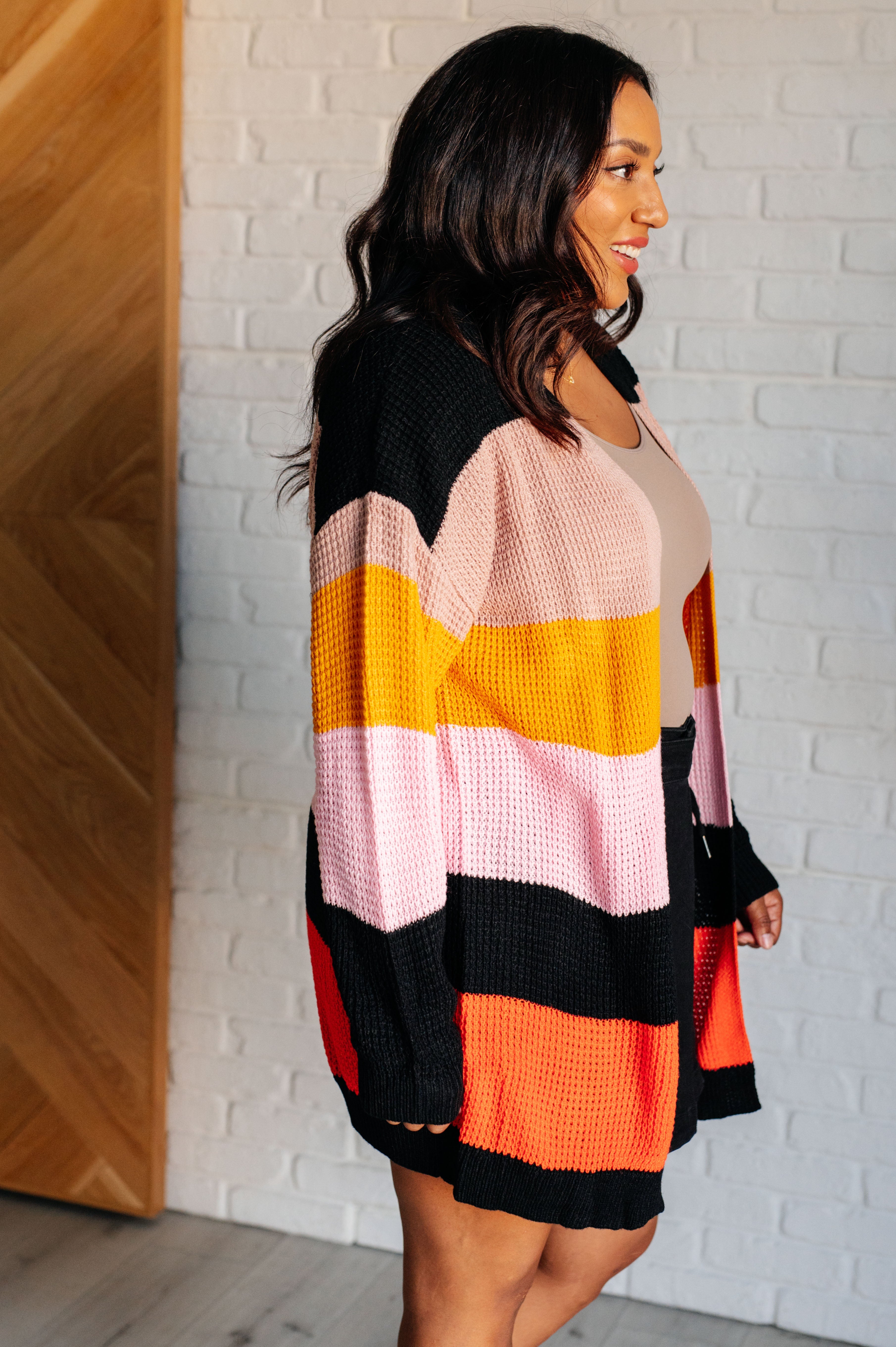 Not Quite Sure Striped Open Front Cardigan - Charming Charlie