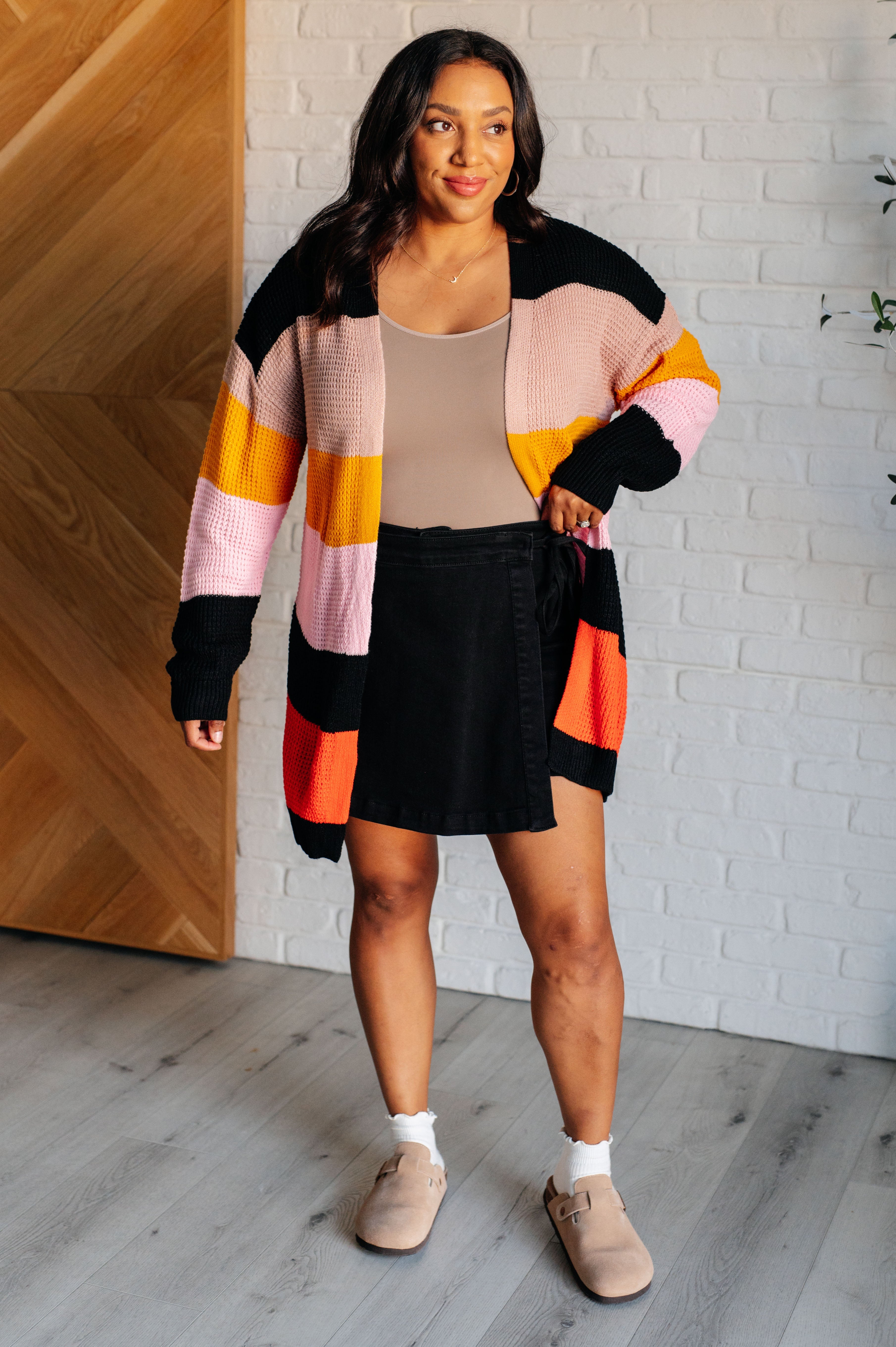 Not Quite Sure Striped Open Front Cardigan - Charming Charlie