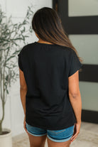 Not So Basic Pocket Tee in Black - Charming Charlie