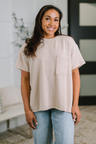Not That complicated Textured Boxy Tee in Ash Mocha - Charming Charlie