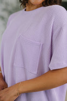 Not That complicated Textured Boxy Tee in Lavender - Charming Charlie