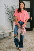 Not That complicated Textured Boxy Tee in Salmon - Charming Charlie