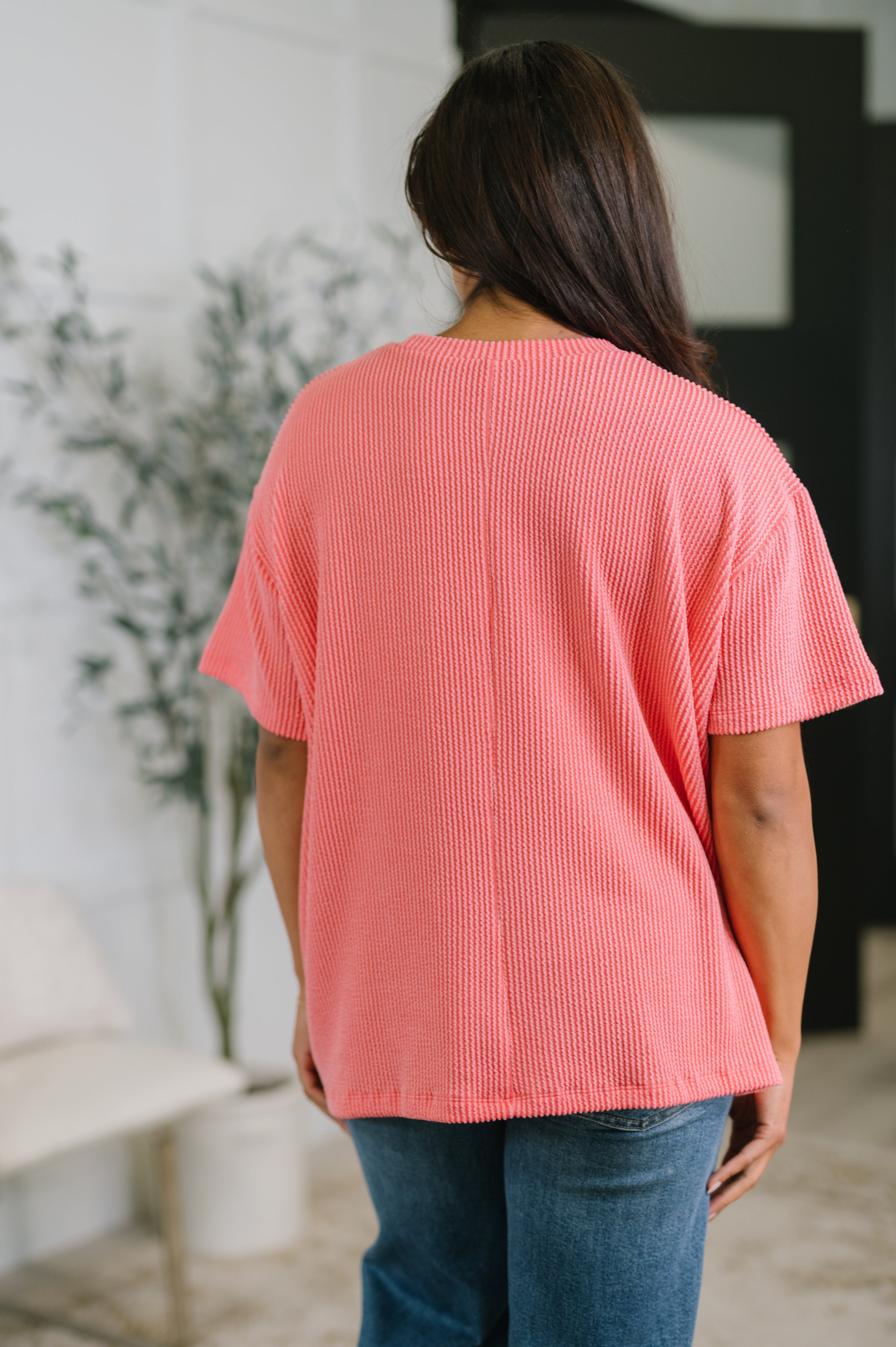 Not That complicated Textured Boxy Tee in Salmon - Charming Charlie