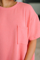 Not That complicated Textured Boxy Tee in Salmon - Charming Charlie