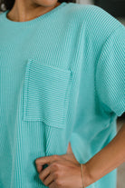 Not That Complicated Textured Boxy Tee in Turquoise - Charming Charlie