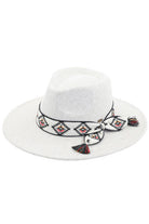 Oatmeal C C Vegan Felt Panama Brim Hat with Aztec Trim Band, the beautiful design of this Panama Hat makes you stand out and can coordinate with any outfit while going out. Whether basking under the summer sun at the beach, lounging by the pool, or kicking back with friends at the lake, this awesome Panama hat can keep you cool and comfortable even when the sun is high. It's large, comfortable, and perfect for keeping the sun off your face, neck, and shoulders.