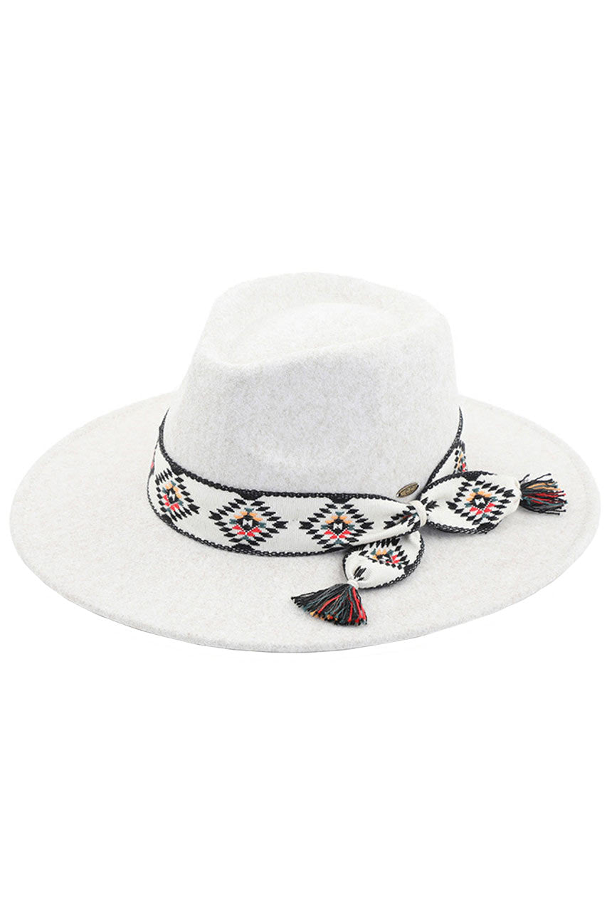 Oatmeal C C Vegan Felt Panama Brim Hat with Aztec Trim Band, the beautiful design of this Panama Hat makes you stand out and can coordinate with any outfit while going out. Whether basking under the summer sun at the beach, lounging by the pool, or kicking back with friends at the lake, this awesome Panama hat can keep you cool and comfortable even when the sun is high. It's large, comfortable, and perfect for keeping the sun off your face, neck, and shoulders.