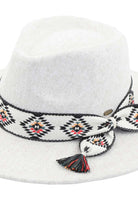 Oatmeal C C Vegan Felt Panama Brim Hat with Aztec Trim Band, the beautiful design of this Panama Hat makes you stand out and can coordinate with any outfit while going out. Whether basking under the summer sun at the beach, lounging by the pool, or kicking back with friends at the lake, this awesome Panama hat can keep you cool and comfortable even when the sun is high. It's large, comfortable, and perfect for keeping the sun off your face, neck, and shoulders.