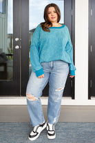 Ocean's Apart Mineral Wash Pullover - Charming Charlie