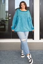 Ocean's Apart Mineral Wash Pullover - Charming Charlie