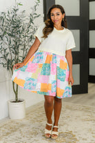 Office Associate Patchwork Print Babydoll Dress - Charming Charlie