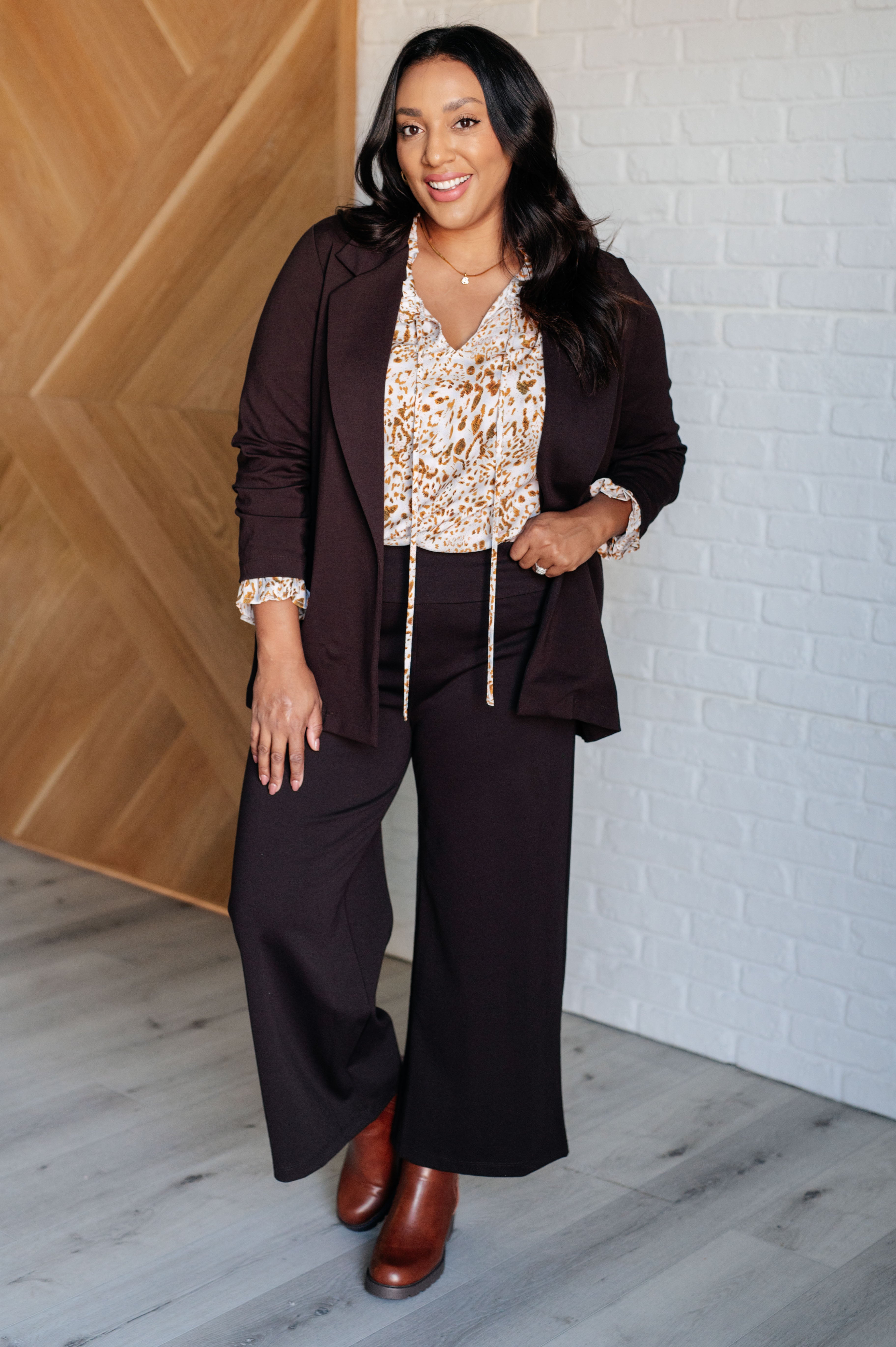 Office Safari Keyhole Tie Detail Blouse - Charming Charlie