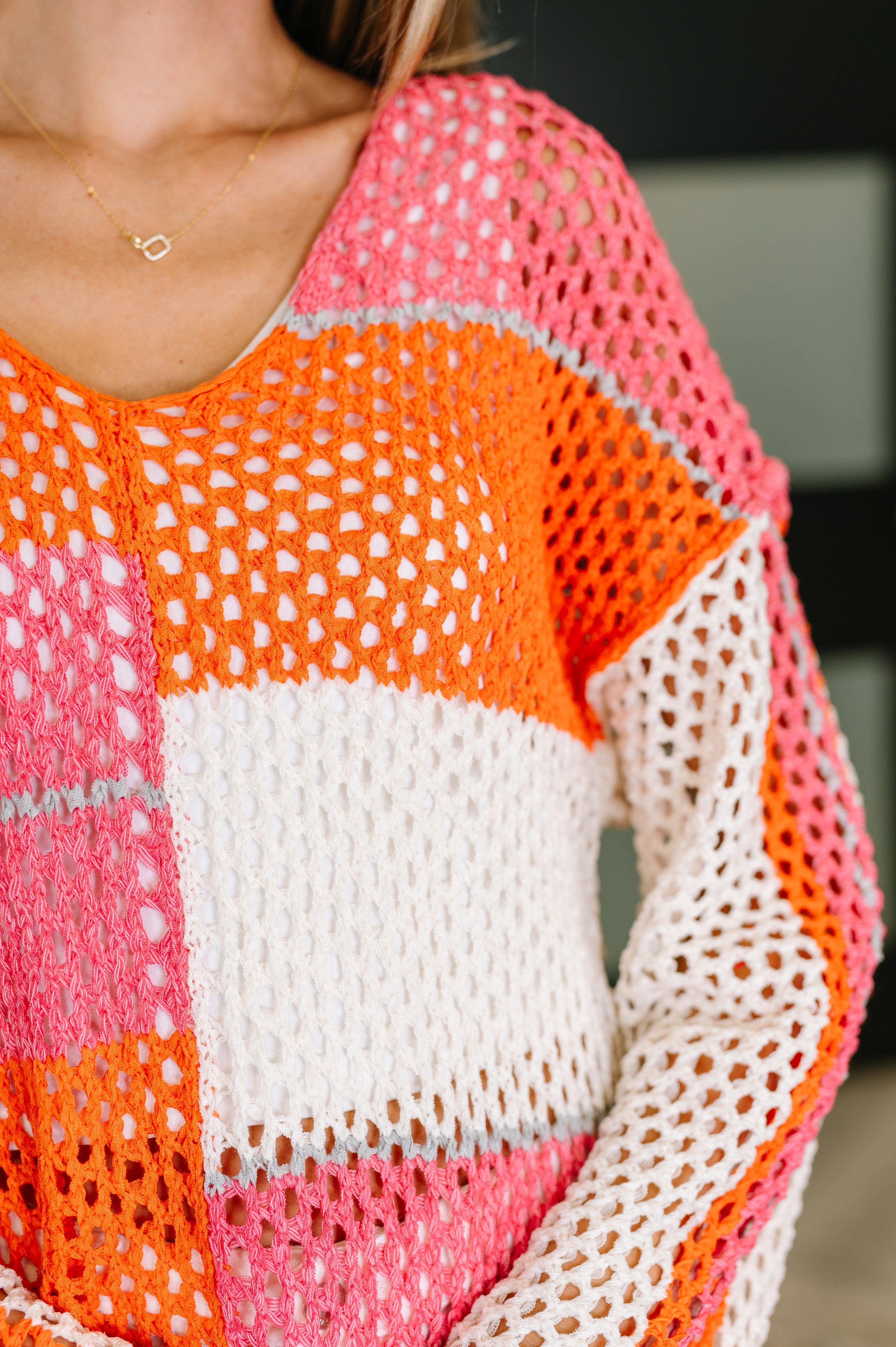 Off the Grid Net Color Block Layering Top - Charming Charlie