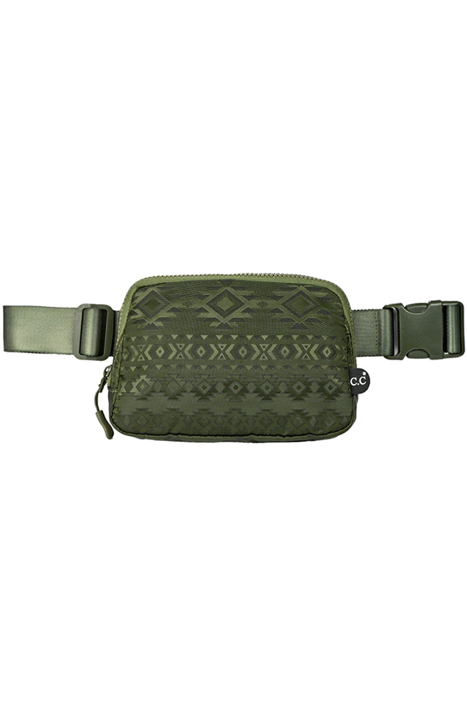 Olive C.C South Western Pattern Fanny Pack combines style and functionality in one compact accessory. With a unique South Western pattern, this fanny pack is perfect for both casual and outdoor adventures. Keep all your essentials close by and hands-free with this must-have accessory.